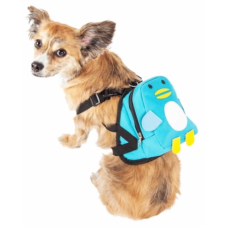 Waggler Hobbler Large-Pocketed Compartmental Animated Dog Harness Backpack, Blue - Small